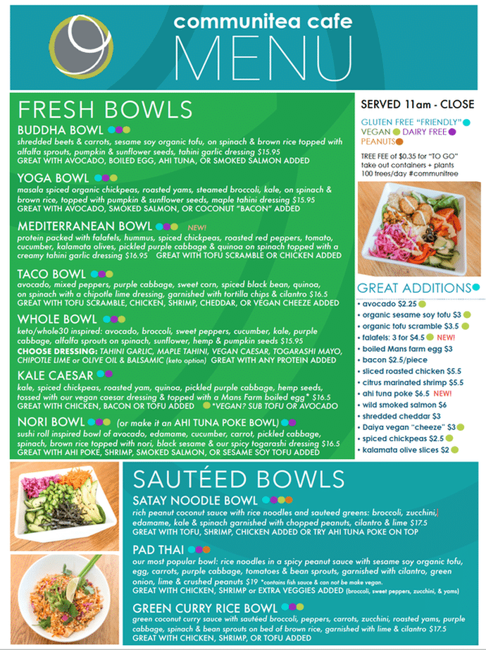 Communitea Cafe Menu