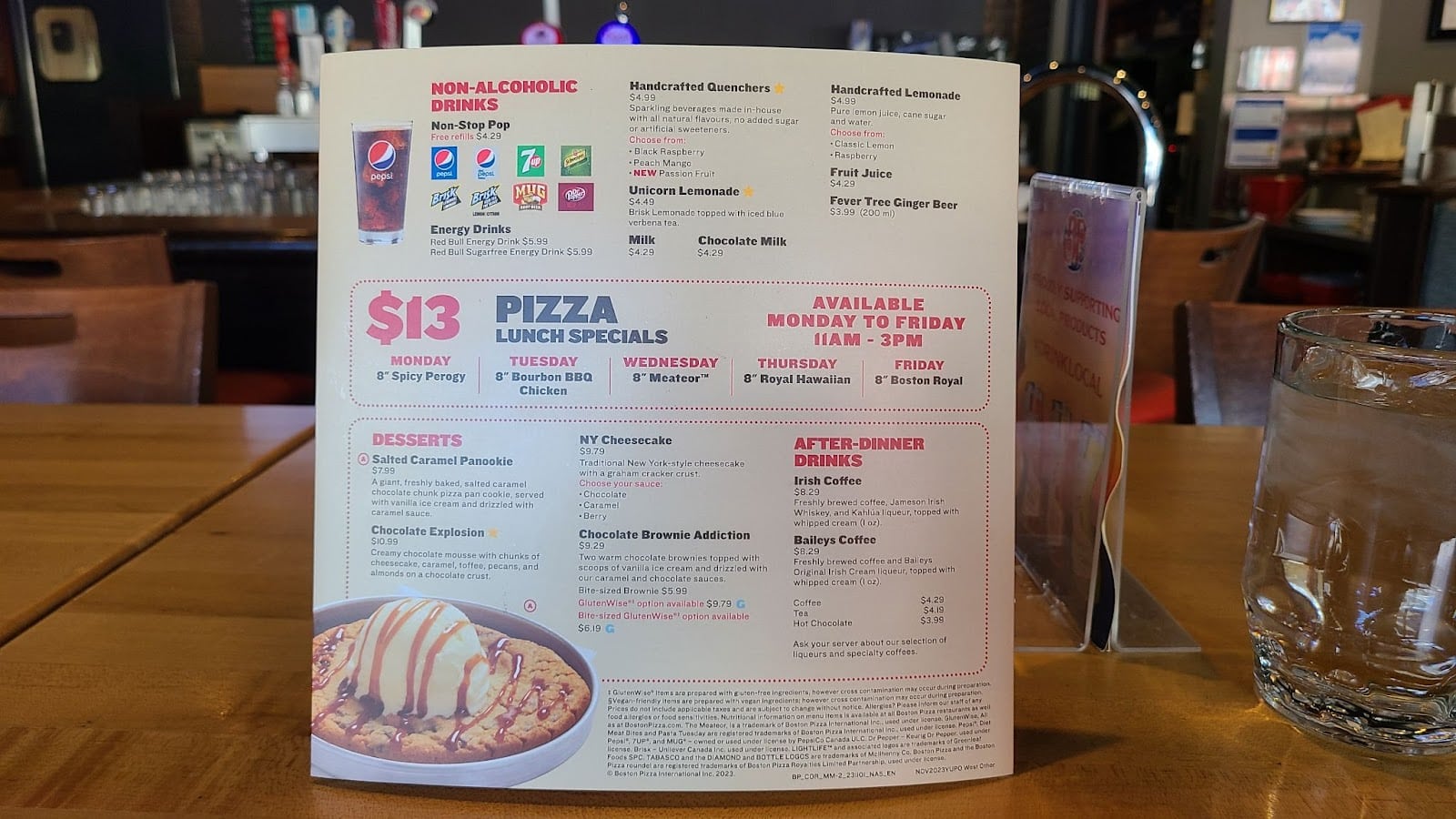 Boston Pizza Canmore Menu
